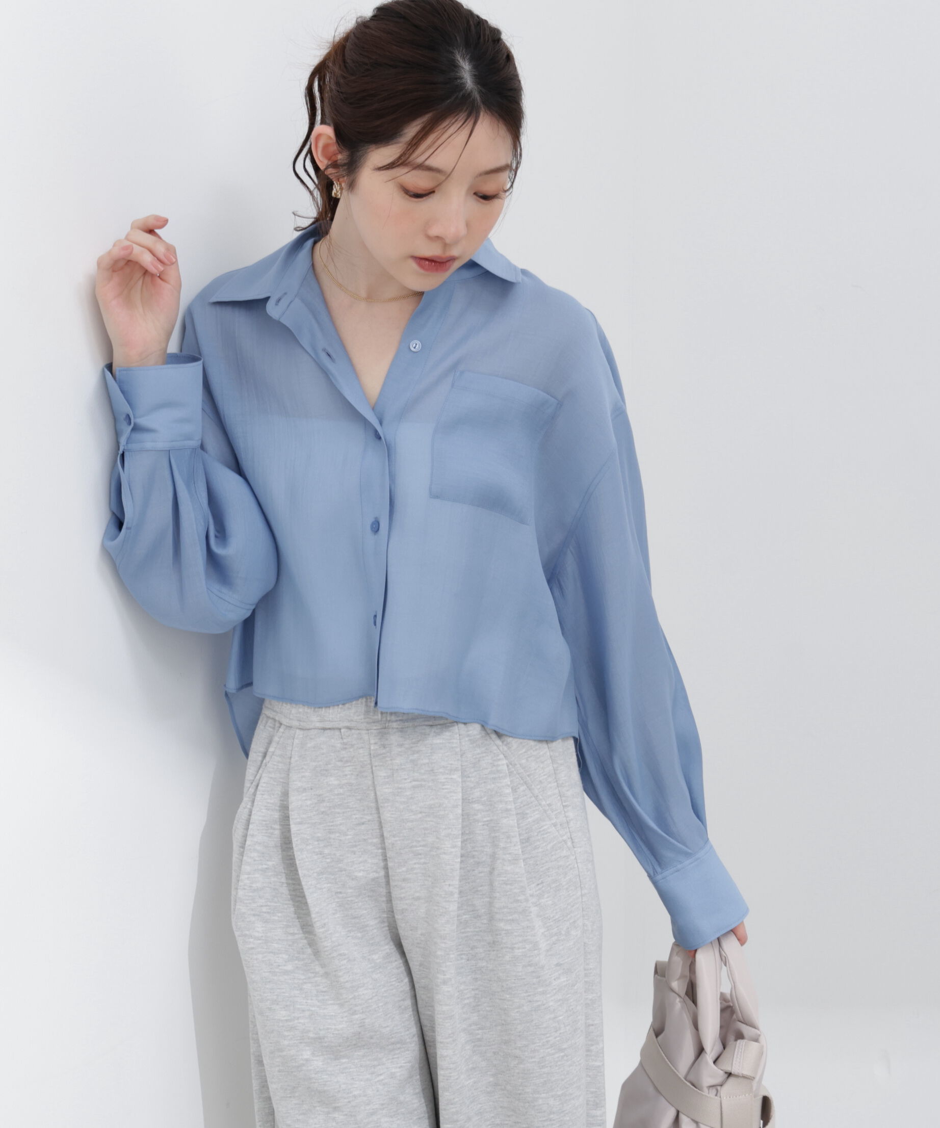 PROPORTION BODY DRESSING「短丈シアーシャツ 26SS」|シャツ・ブラウス|