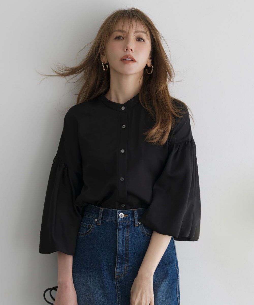 「［美香さん着用］ギャザーバルーンスリーブブラウス」|シャツ・ブラウス|ブラック