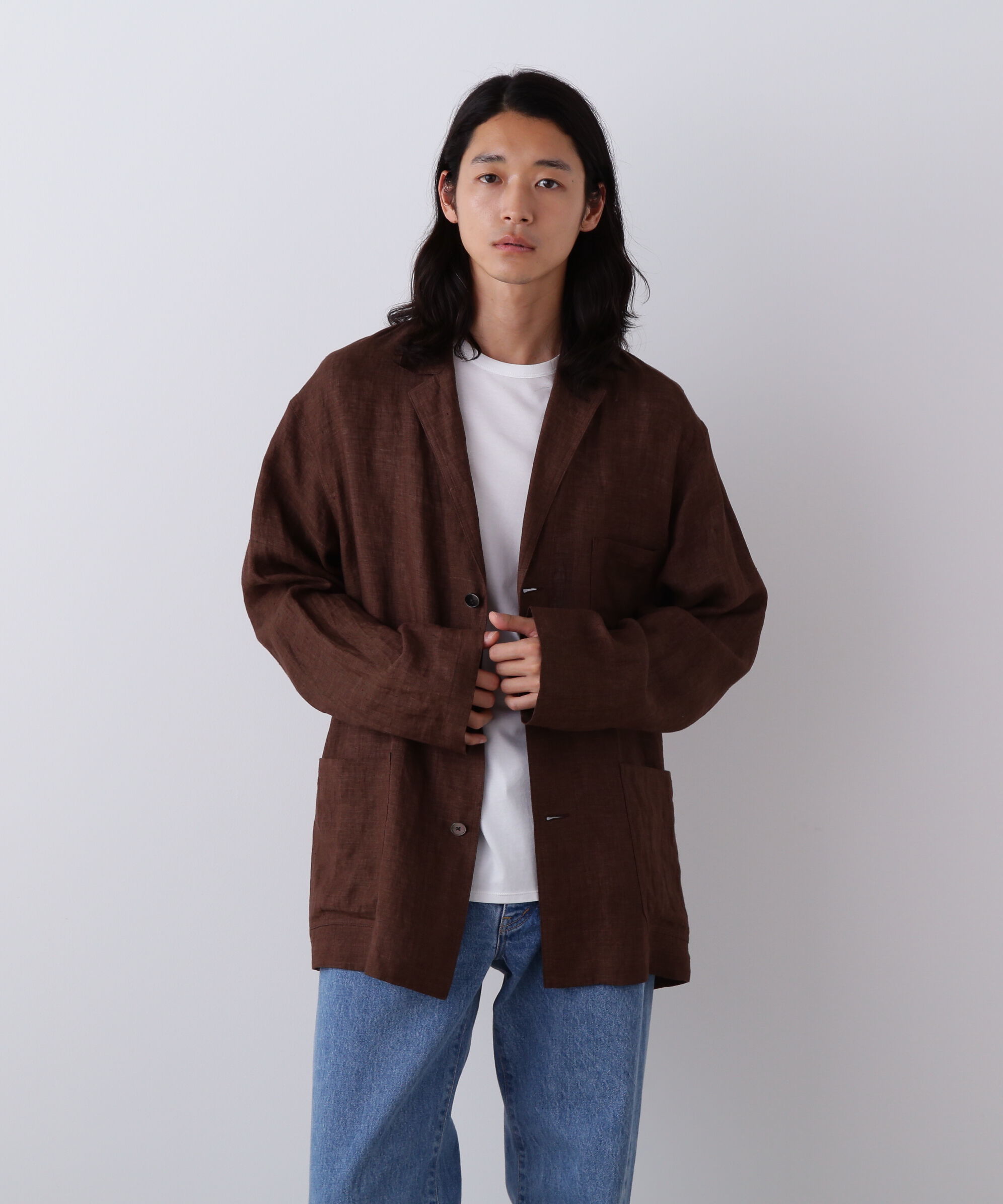 YLEVE 「YLEVE / LINEN POPLIN JACKET」|その他|ブラウン