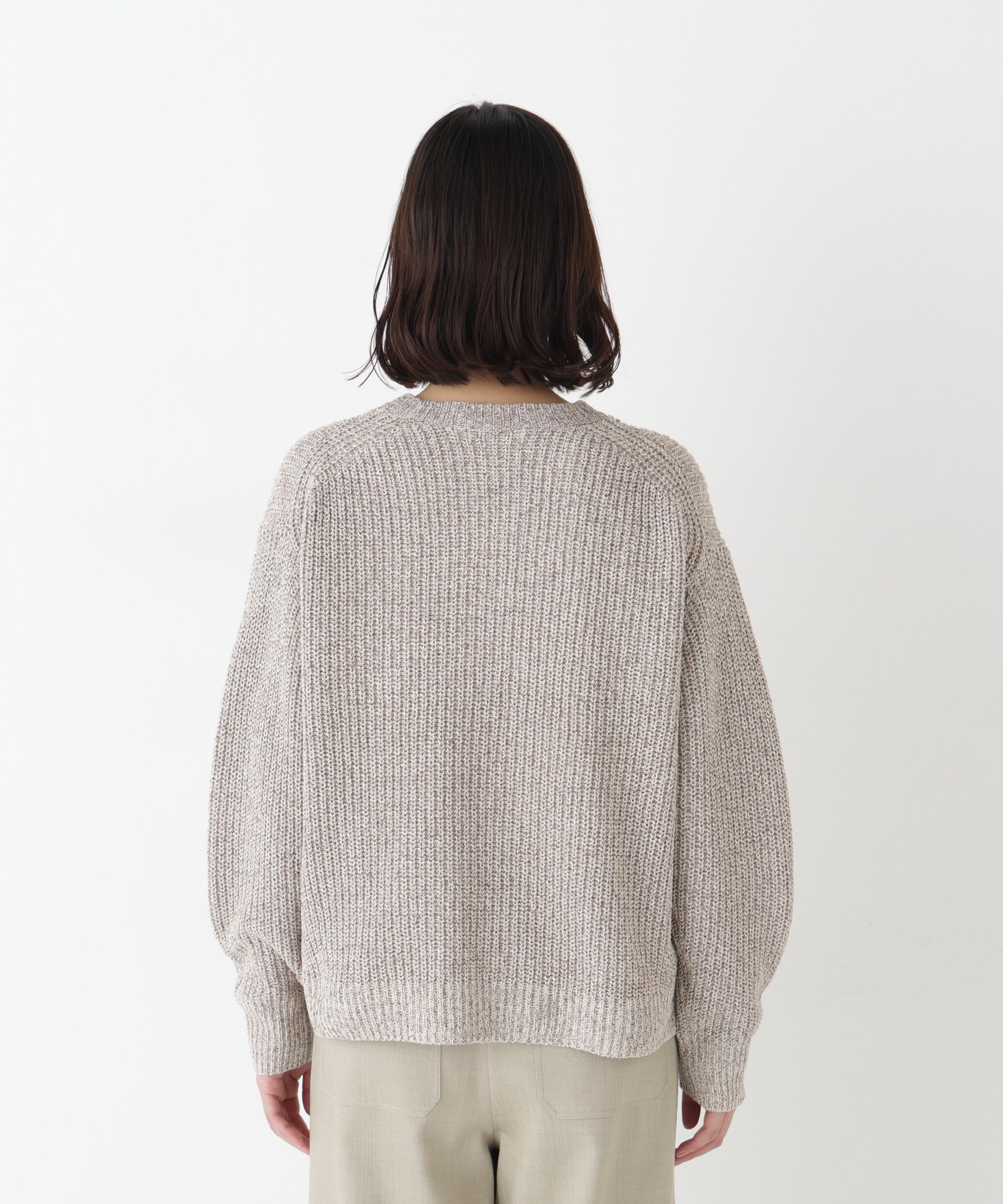  「◆ネップ入ペーパーヤーン片畦クルーネックプルオーバー」|ニット・セーター|