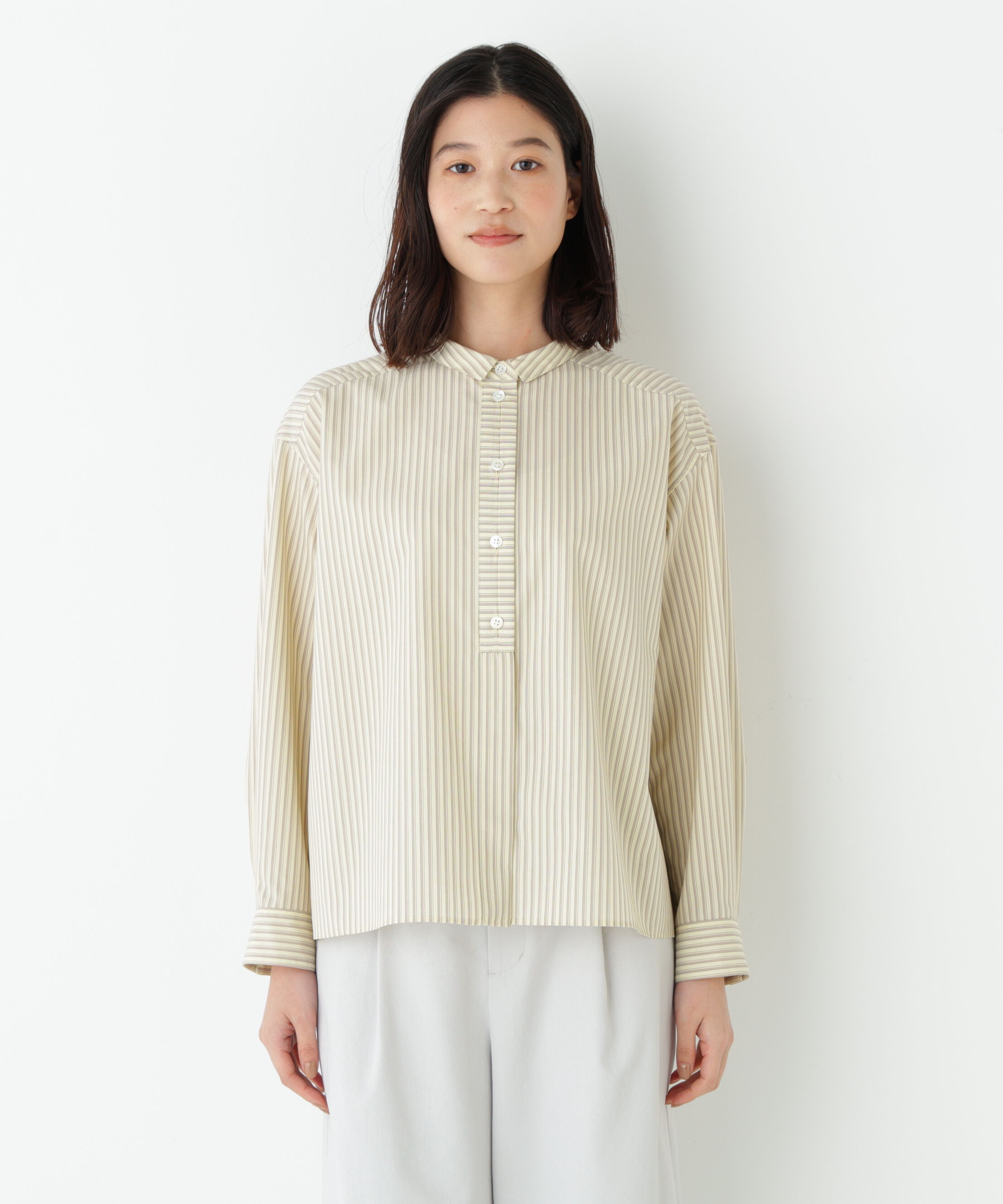  「◆《ウォッシャブル》ストライプ形態安定ボックスブラウス」|シャツ・ブラウス|