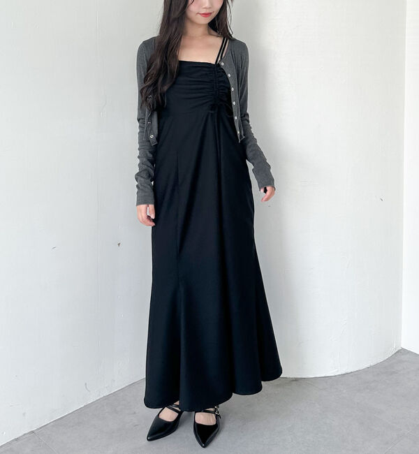 archives「アシメドロストキャミワンピース」|ワンピース|BLACK