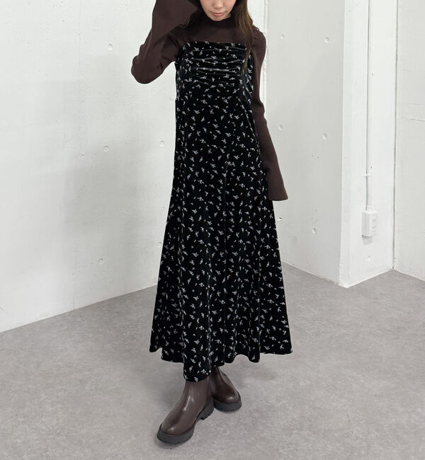 archives「花柄ベロアキャミワンピース」|ワンピース|BLACK