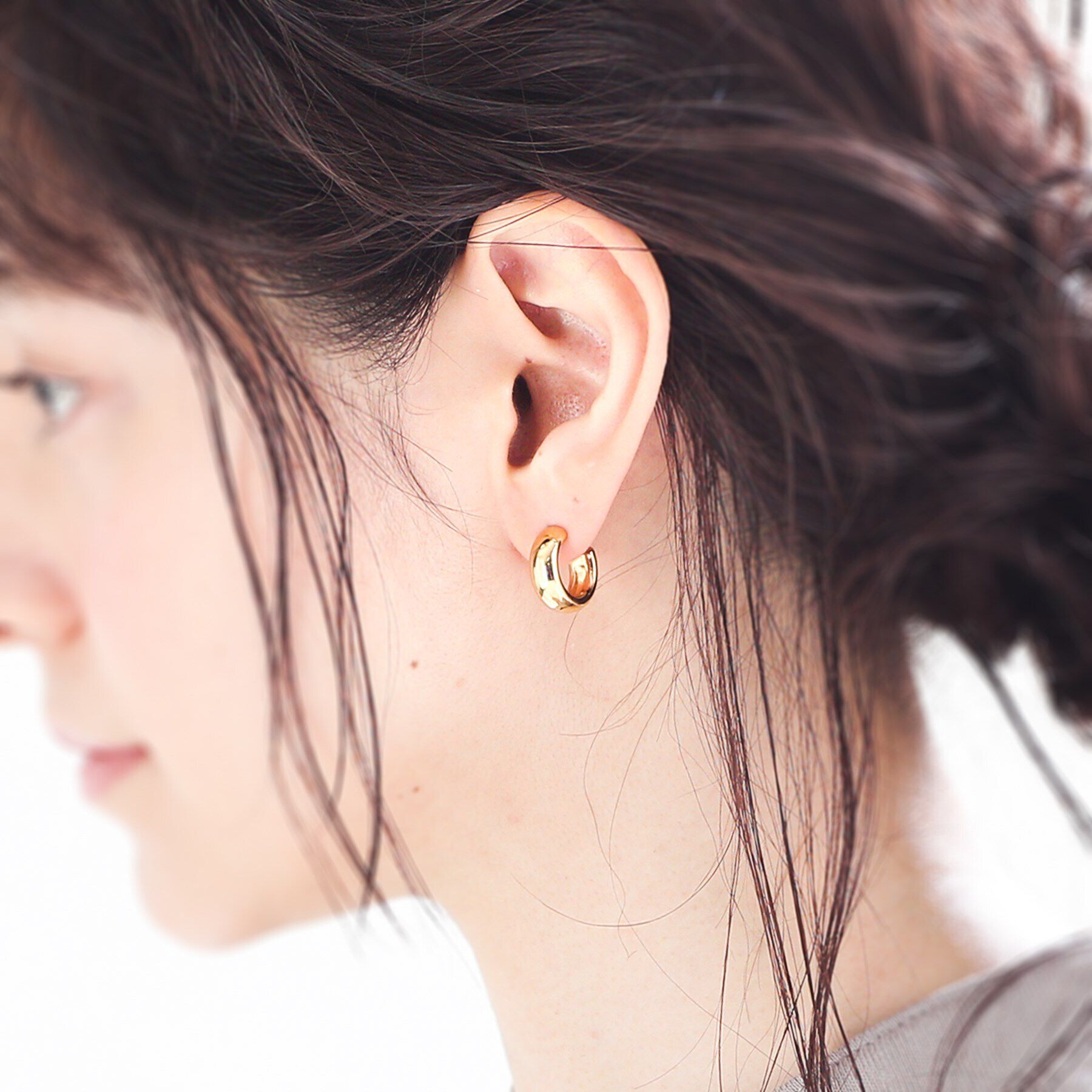 COCOSHNIK ONKITSCH「シルバー スモールフープ プランプピアス GP」|ピアス|