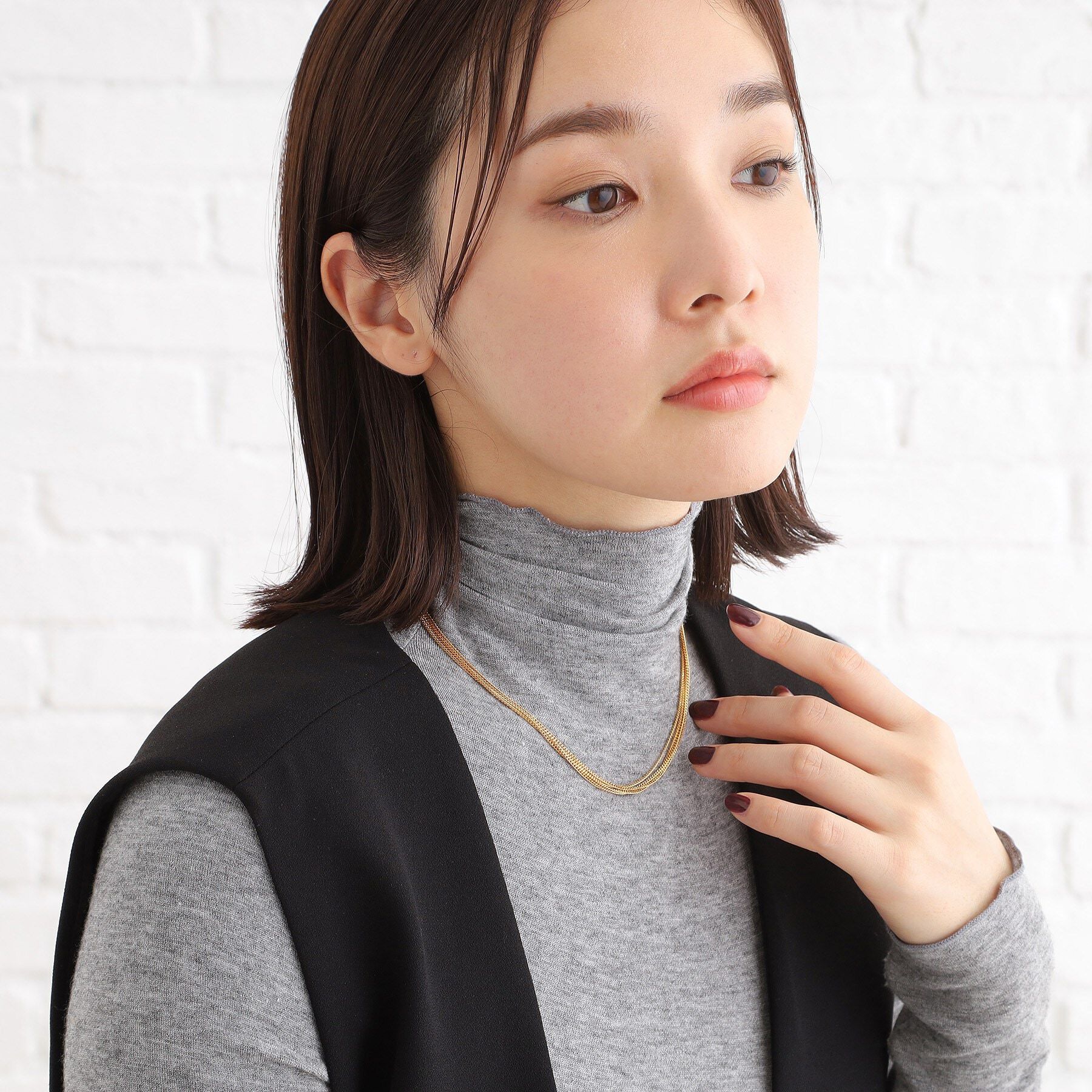 COCOSHNIK ONKITSCH「シルバー カーブチェーン レイヤード ネックレス GP」|ネックレス|