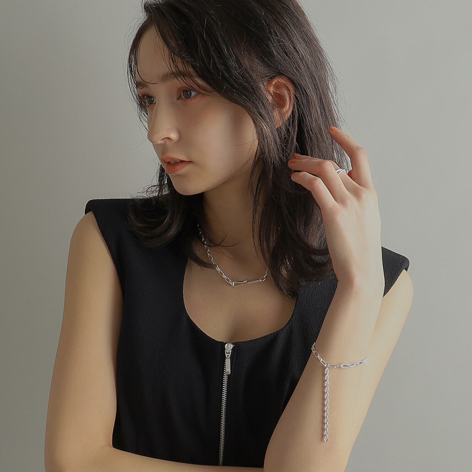 COCOSHNIK ONKITSCH「シルバー ハンギングマルチチェーン ブレスレット」|ブレスレット・バングル|