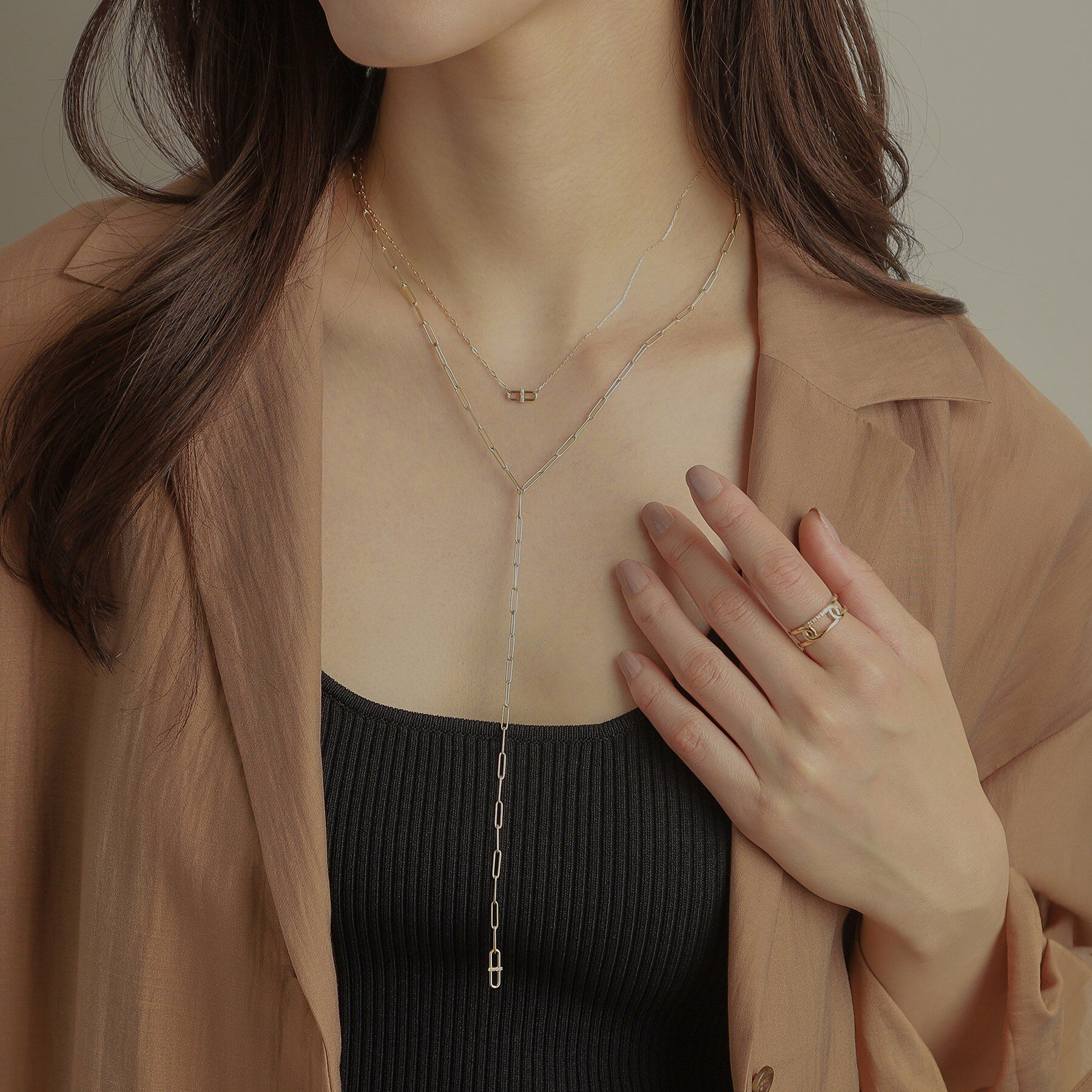 COCOSHNIK「K10ダイヤモンド PCモチーフY ネックレス」|ネックレス|