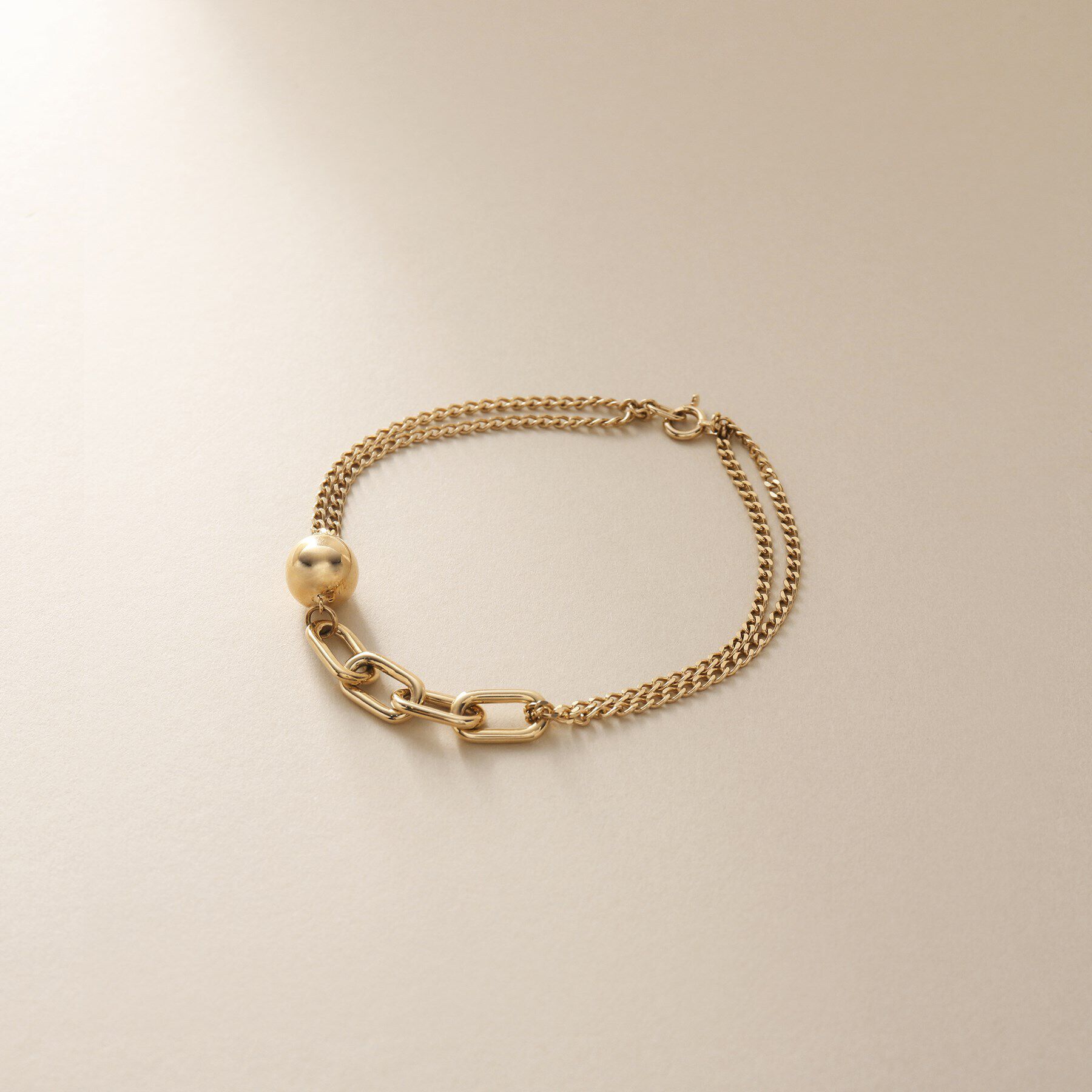 COCOSHNIK「K10中空ボールキヘイミックスチェーン ブレスレット」|ブレスレット・バングル|