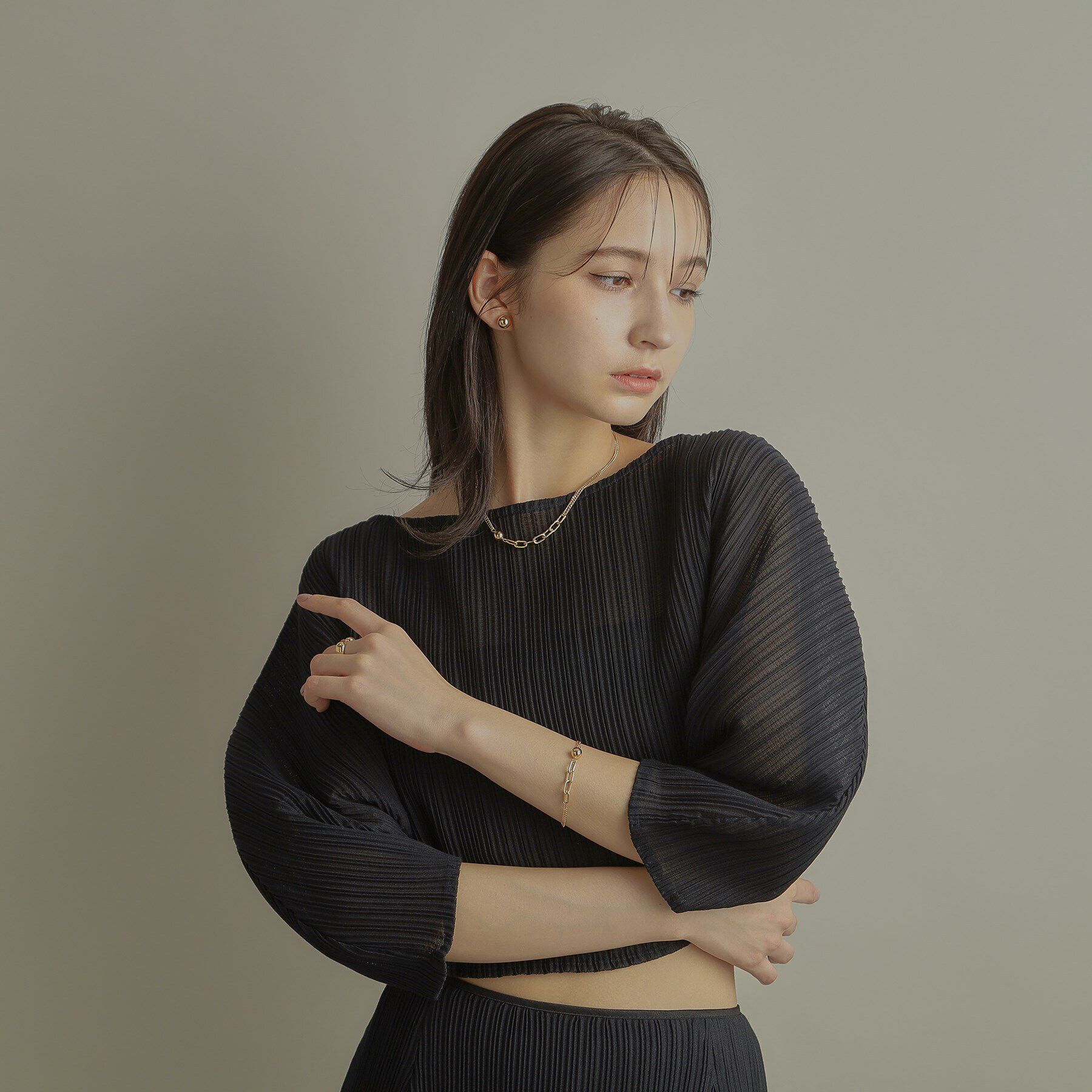 COCOSHNIK「K10中空ボールキヘイミックスチェーン ブレスレット」|ブレスレット・バングル|