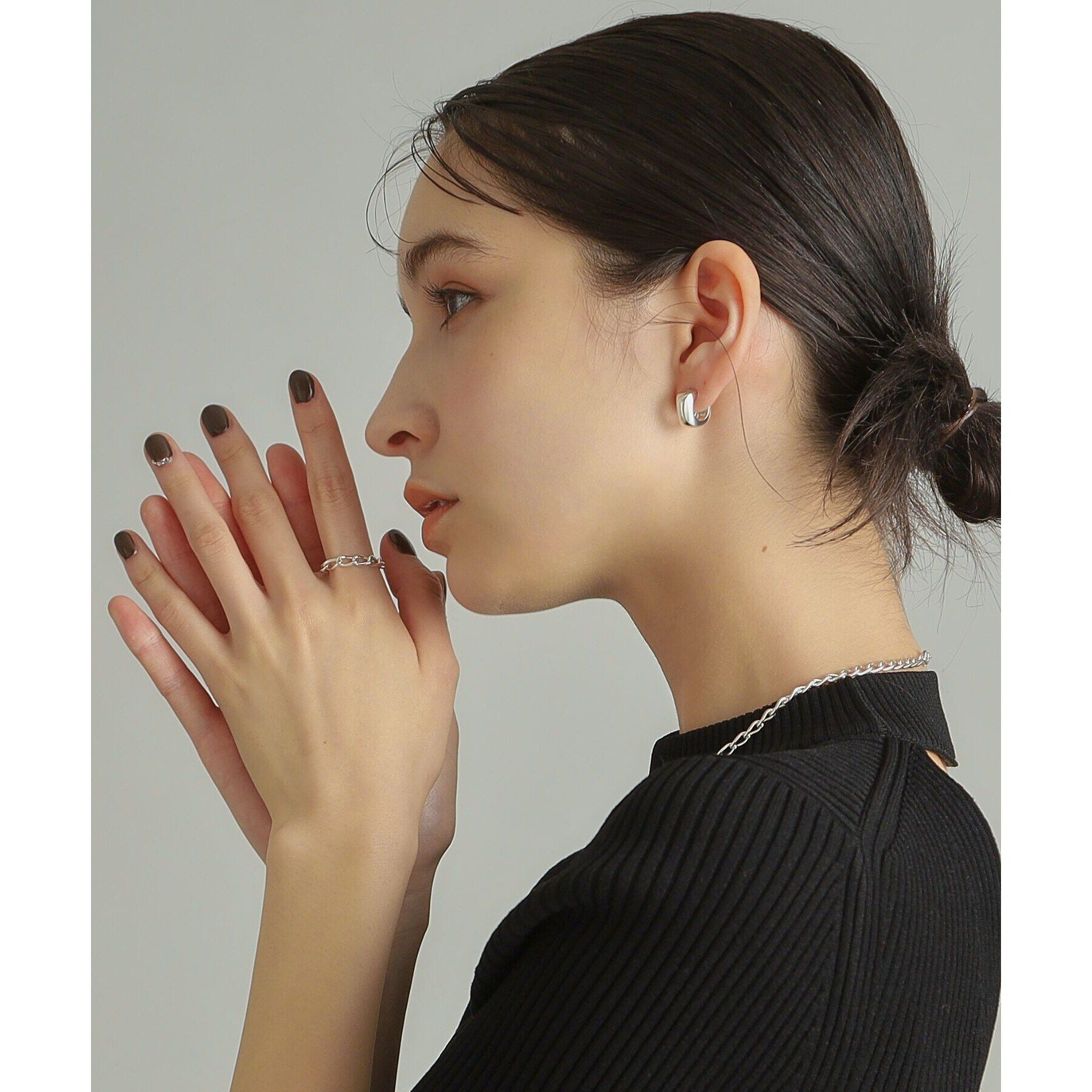 COCOSHNIK ONKITSCH「シルバー チェーンリング ロングカーブ」|リング|