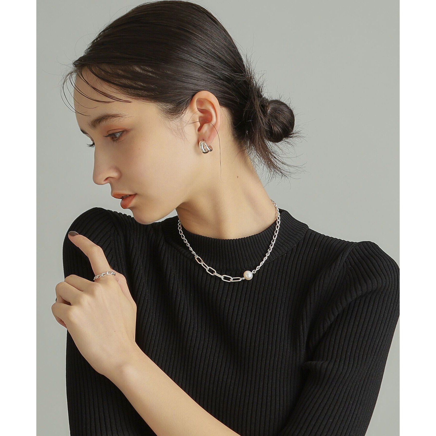 COCOSHNIK ONKITSCH「シルバー チェーンリング ロングカーブ」|リング|