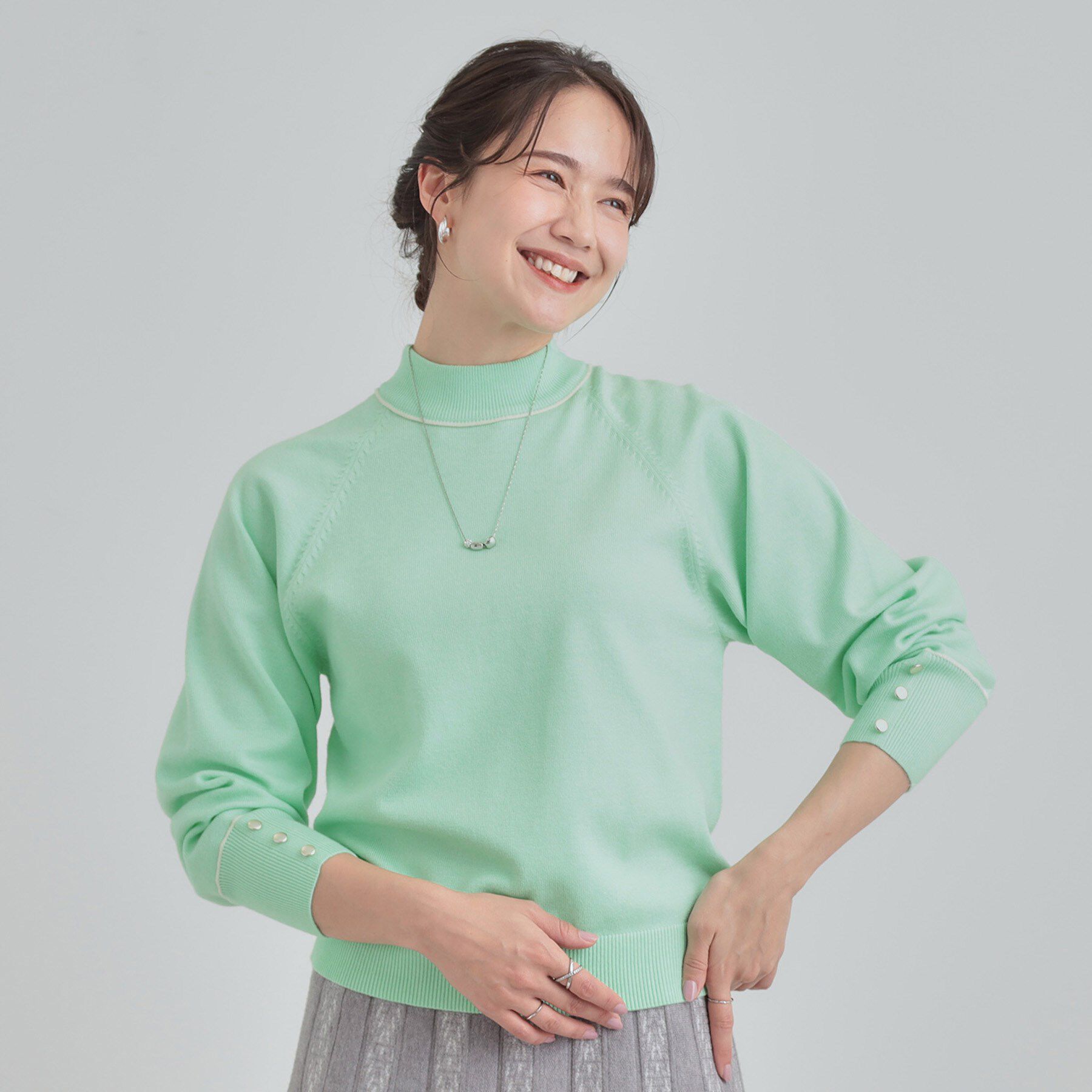 SHOO･LA･RUE「【洗濯機可/吸湿発熱】チクチクしにくいもちもちハイネックニット」|ニット・セーター|