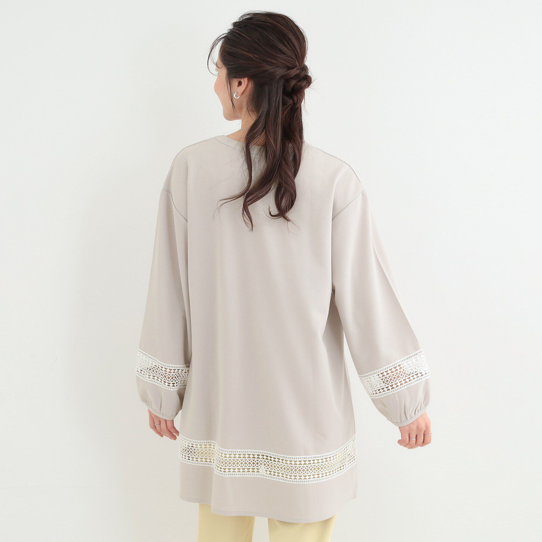 SHOO･LA･RUE「【洗濯機可/体型カバー】レース切り替えチュニックワンピース」|チュニック|