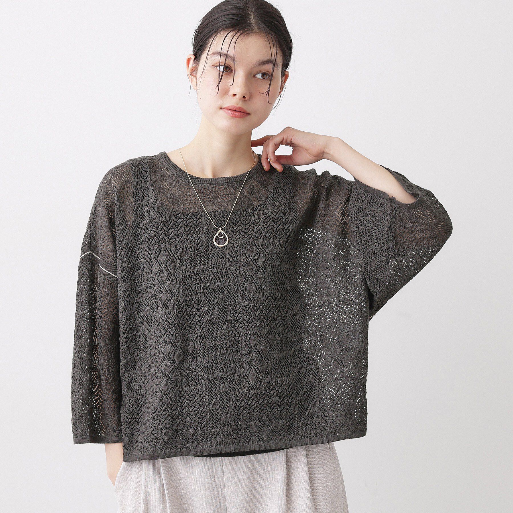 Dessin「【洗える】レース配色ニット」|ニット・セーター|