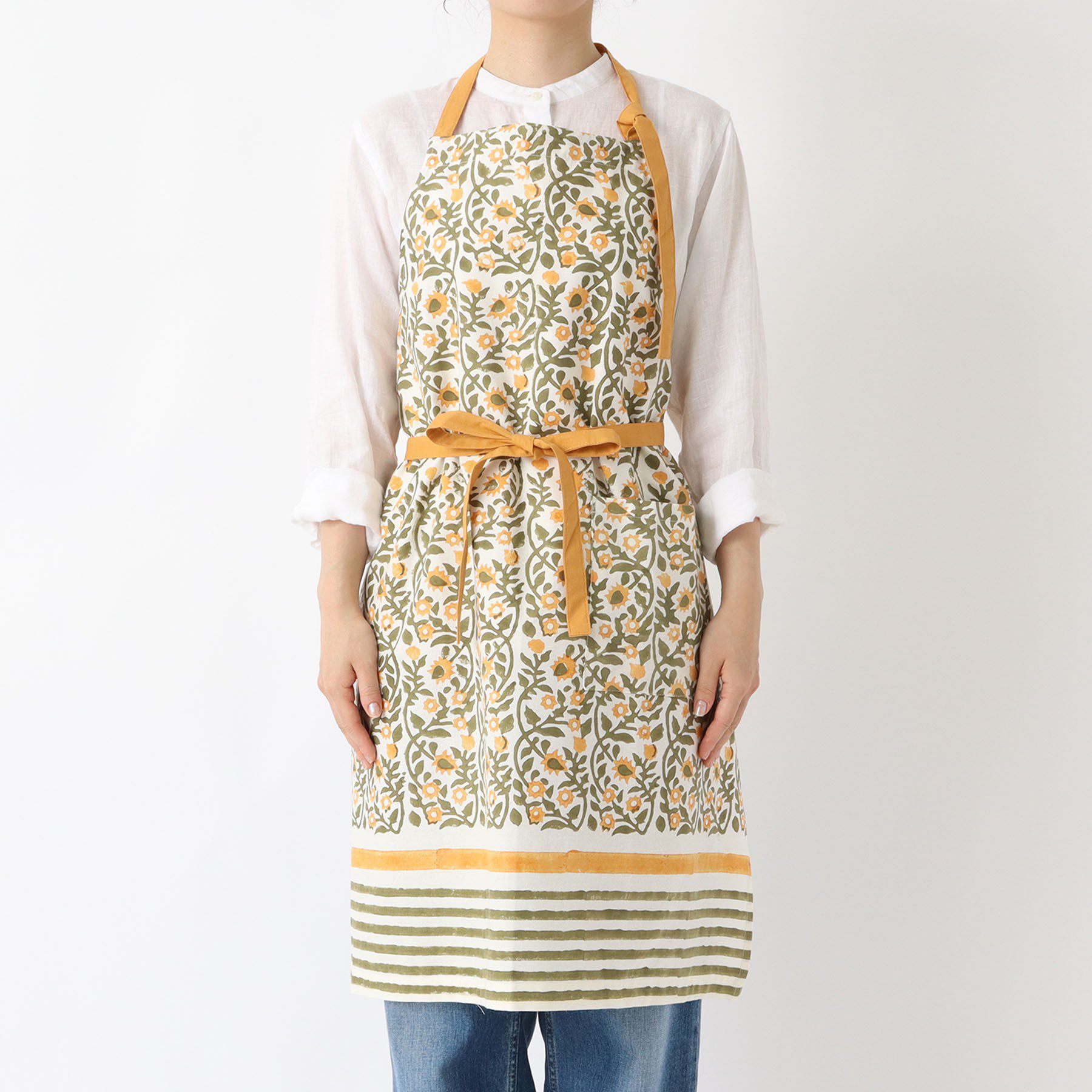 212 KITCHEN STORE「ブロックプリント フルエプロン MU ＜212Kオリジナル＞」|食器・キッチングッズ|