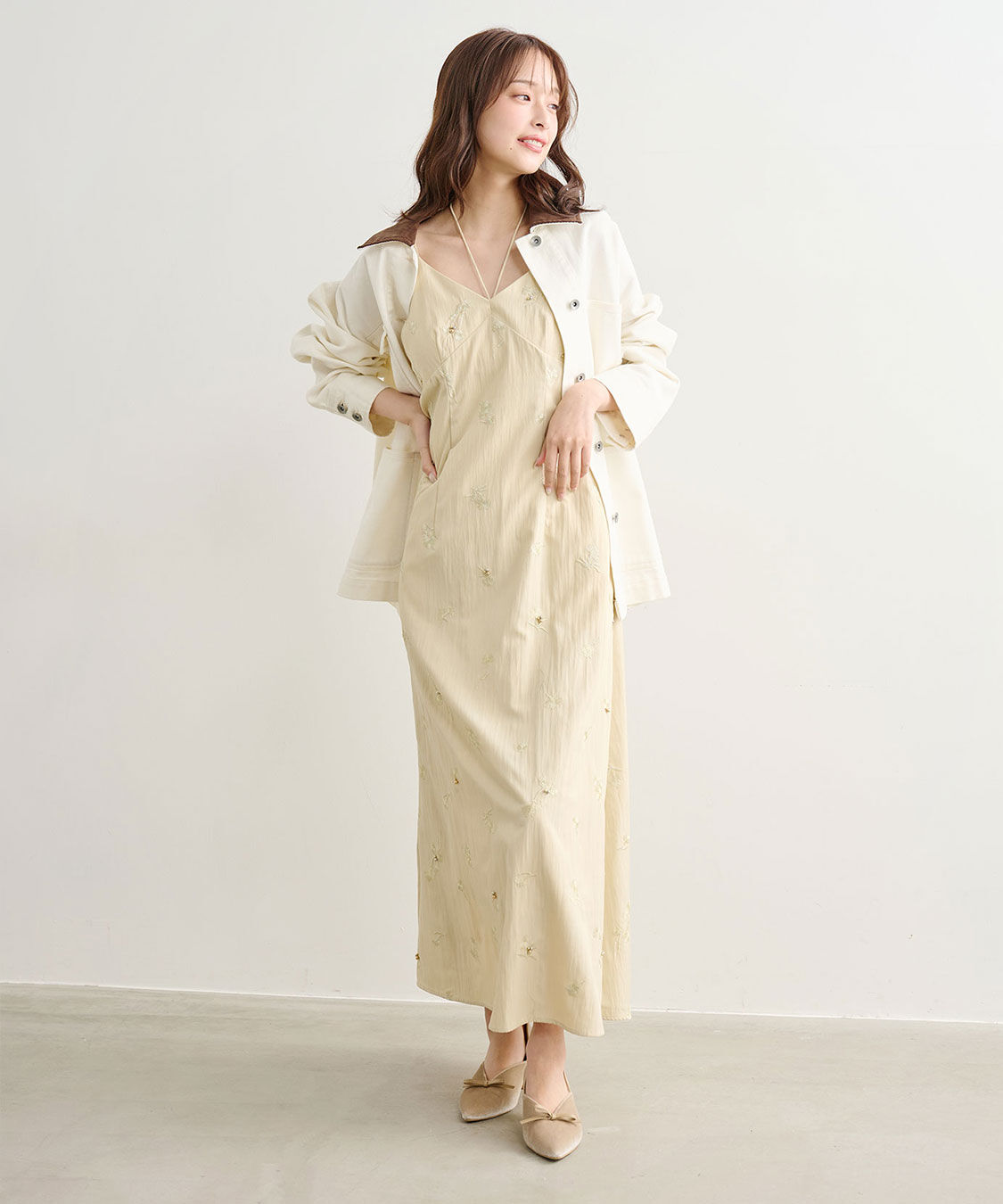 COCO DEAL「フラワー刺繍キャミワンピース」|ワンピース|