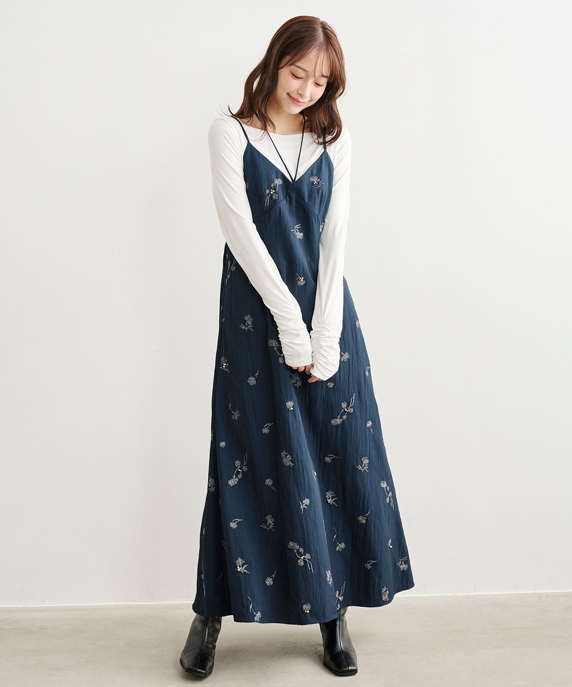 COCO DEAL「フラワー刺繍キャミワンピース」|ワンピース|