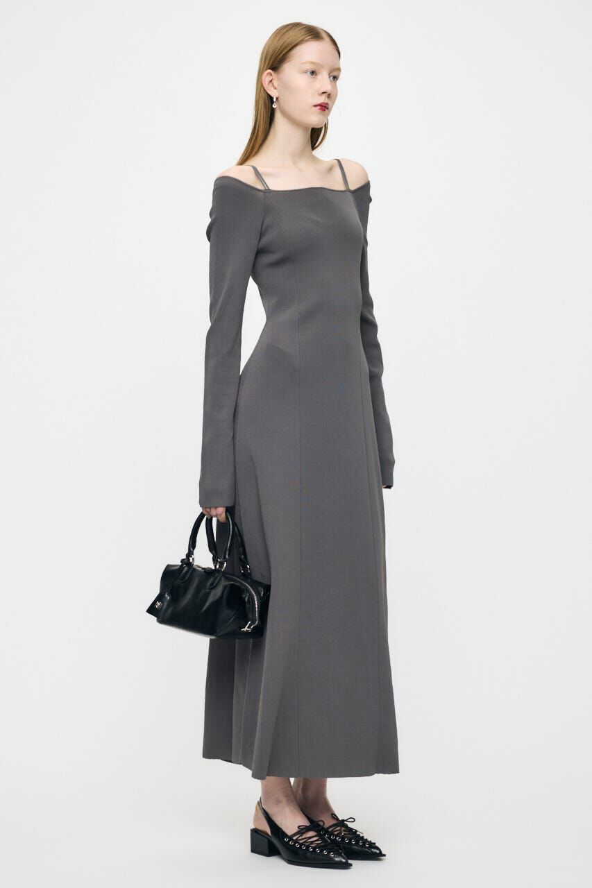 MOUSSY「OPEN NECK KNIT LONG ドレス」|ワンピース|