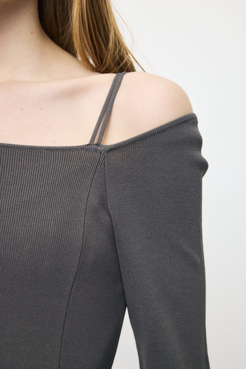 MOUSSY「OPEN NECK KNIT LONG ドレス」|ワンピース|