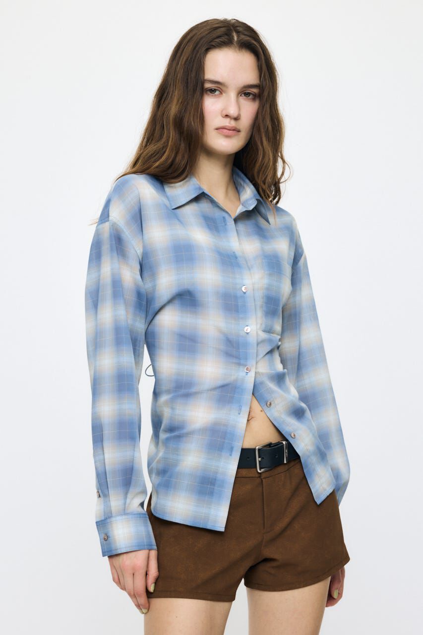 MOUSSY「FADE CHECK SHEER OVER シャツ」|シャツ・ブラウス|