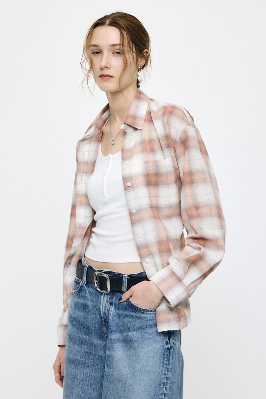 MOUSSY「FADE CHECK SHEER OVER シャツ」|シャツ・ブラウス|