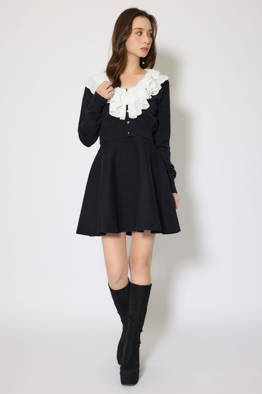 rienda「フリルカラーニットカーディガンセットワンピース」|ワンピース|