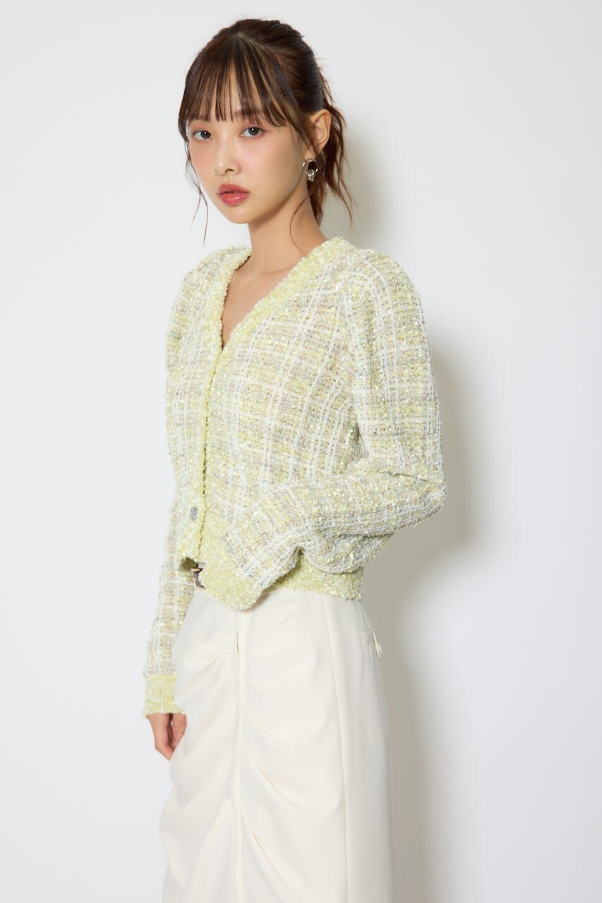 rienda「ツイードニットカーディガントップス」|ニット・セーター|