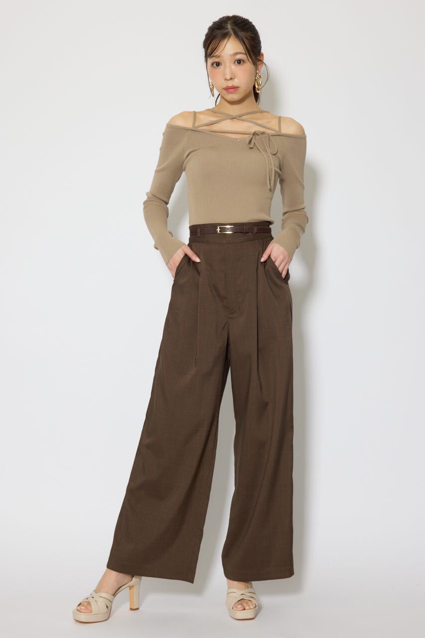 rienda「ベルト付き美ラインジャストウエストパンツ」|その他|