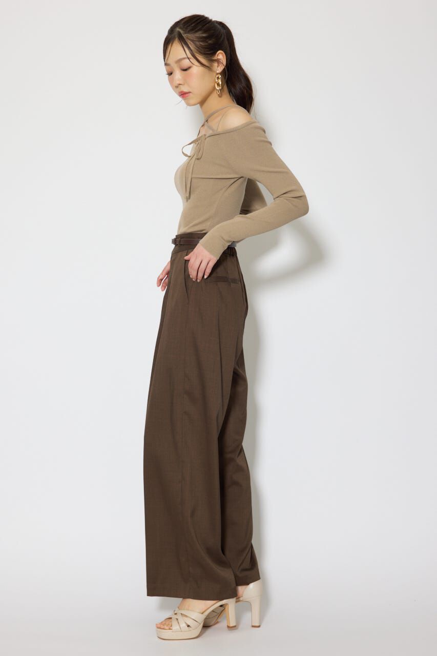 rienda「ベルト付き美ラインジャストウエストパンツ」|その他|