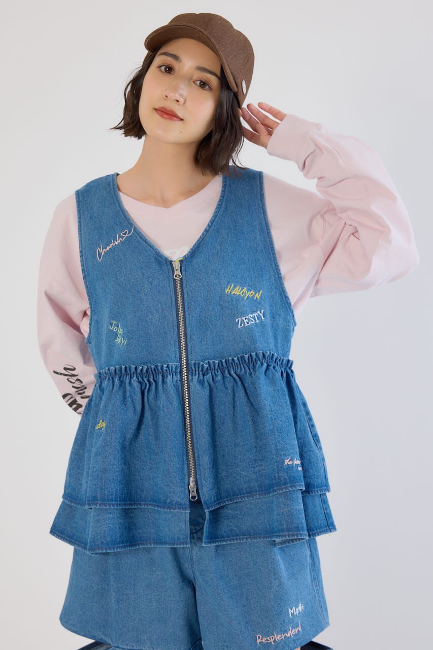 RODEO CROWNS「embroideryフロントジップベスト」|ダウンベスト・ベスト|BLU