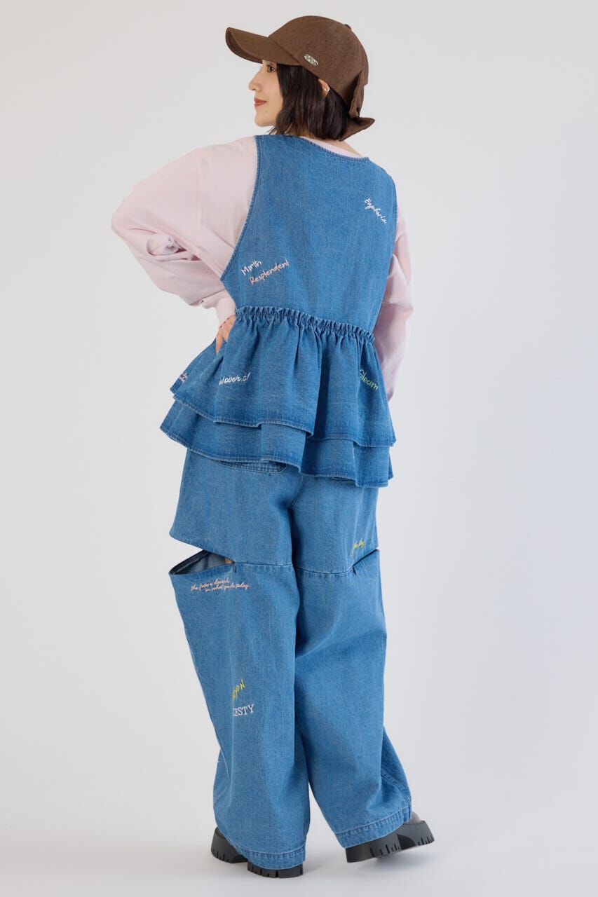 RODEO CROWNS「embroideryフロントジップベスト」|ダウンベスト・ベスト|