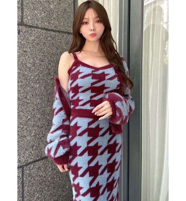 RESEXXY「ハウンドトゥースシャギーニットタンク【セットアップ着用可能】」|タンクトップ|