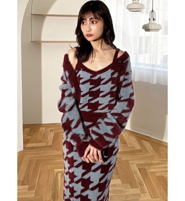 RESEXXY「ハウンドトゥースシャギーニットタンク【セットアップ着用可能】」|タンクトップ|