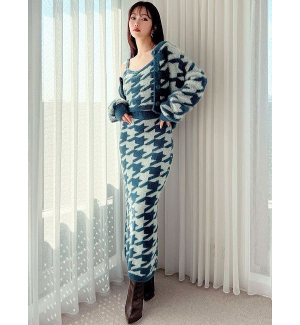 RESEXXY「ハウンドトゥースシャギーニットタンク【セットアップ着用可能】」|タンクトップ|