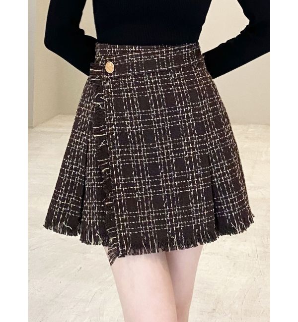 RESEXXY「ツイードラップミニスカート」|スカート|ブラウン