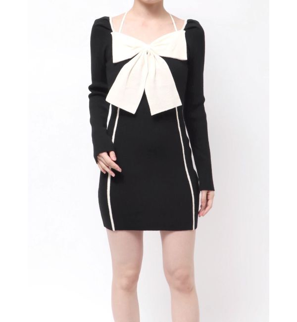 RESEXXY「バイカラーフロントリボンニットミニワンピース」|ワンピース|