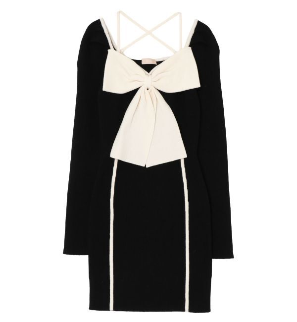 RESEXXY「バイカラーフロントリボンニットミニワンピース」|ワンピース|
