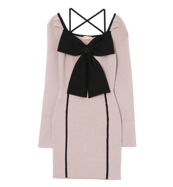 RESEXXY「バイカラーフロントリボンニットミニワンピース」|ワンピース|