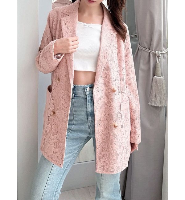 RESEXXY「レースミディジャケット」|テーラードジャケット|ピンク