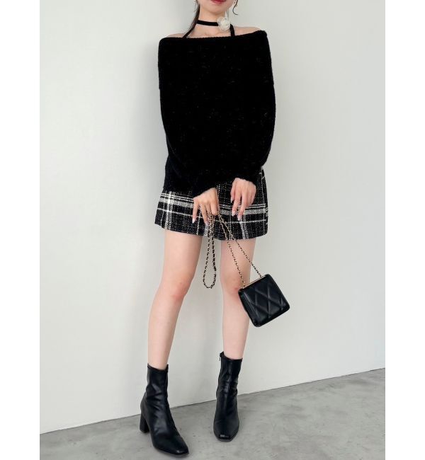 dazzlin「ワッフルオフショルコサージュニット」|ニット・セーター|