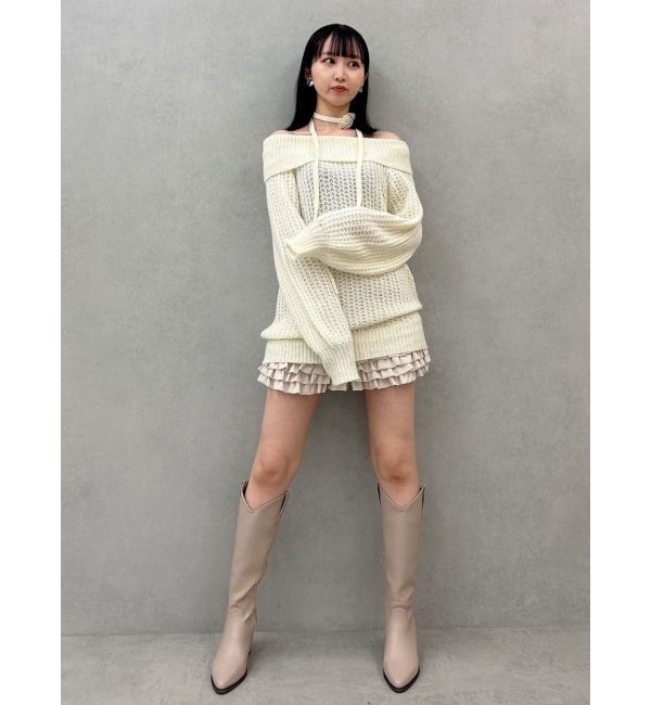 dazzlin「ワッフルオフショルコサージュニット」|ニット・セーター|