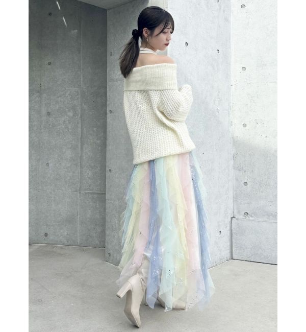 dazzlin「ワッフルオフショルコサージュニット」|ニット・セーター|