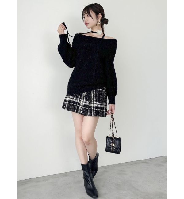 dazzlin「ワッフルオフショルコサージュニット」|ニット・セーター|