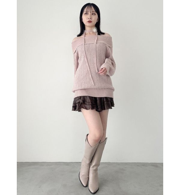 dazzlin「ワッフルオフショルコサージュニット」|ニット・セーター|