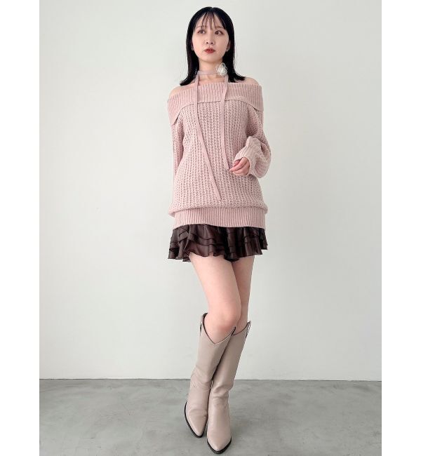 dazzlin「ワッフルオフショルコサージュニット」|ニット・セーター|