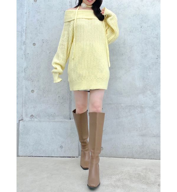 dazzlin「ワッフルオフショルコサージュニット」|ニット・セーター|