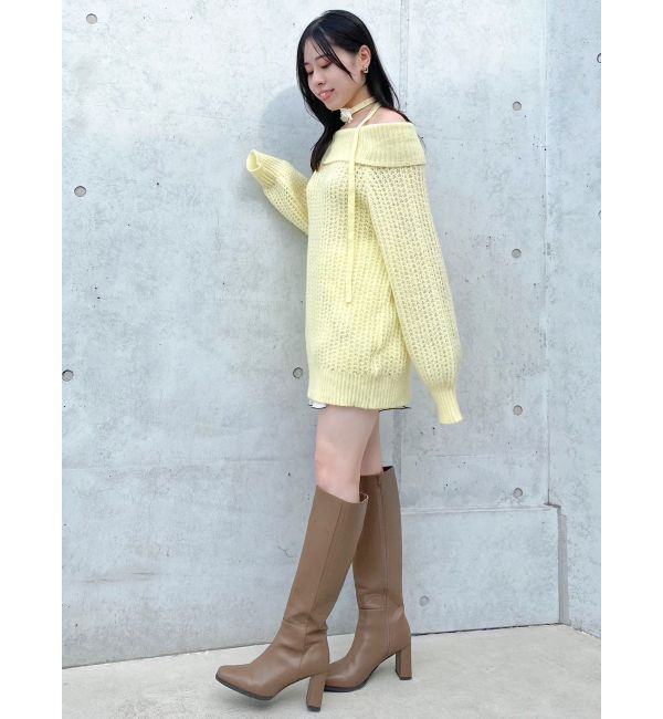 dazzlin「ワッフルオフショルコサージュニット」|ニット・セーター|