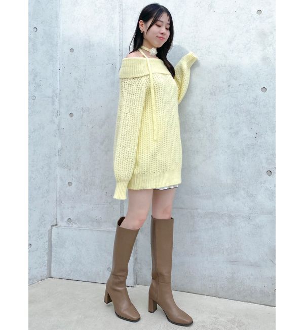 dazzlin「ワッフルオフショルコサージュニット」|ニット・セーター|