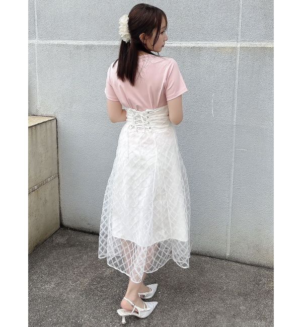 dazzlin「チェックチュールコルセットスカート」|スカート|