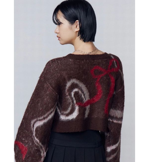 EMODA「リボンラインショートニット」|ニット・セーター|